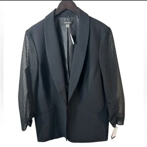 Nine West Black blazer with see-through net sleeves, size 10